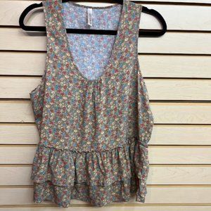 Green floral flowy tank top